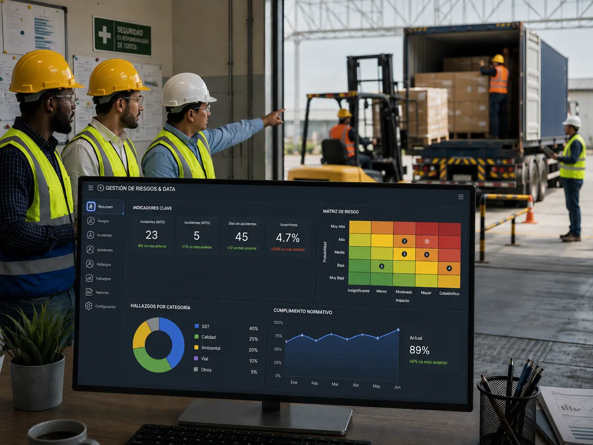 Dashboard de gestión de riesgos en operación industrial